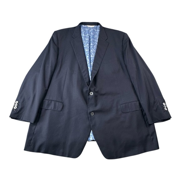 Samuelsohn Navy Blue Current Super 150s Wool Mop Button Blazer Size 54R